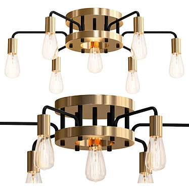 Luxurious Gold Stick Top Ceiling Light 3D model image 1 