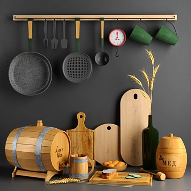 Modern Kitchen Decor Set 3D model image 1 