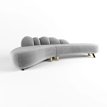 Luxury Gray Curve Sofa: Modern Design 3D model image 1 