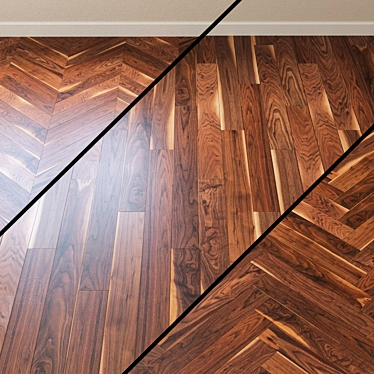 Classic Walnut Chevron Parquet 3D model image 1 