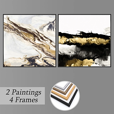 Artful Frames and Paintings Set 3D model image 1 