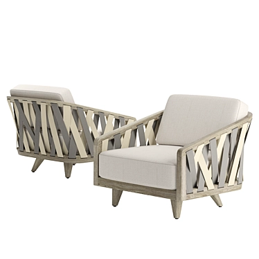 Weathered Grey Teak Outdoor Lounge Chair 3D model image 1 