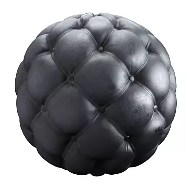 Sleek Black Leather Chesterfield 3D model image 1 