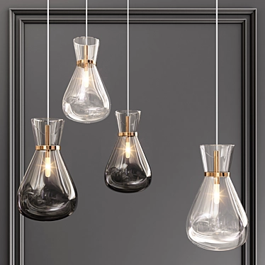 Metal Glass Chandelier: Exquisite Illumination 3D model image 1 