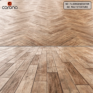 Brown Laminate Flooring - Standard and Herringbone Layouts 3D model image 1 