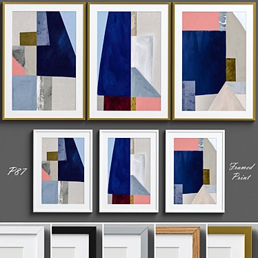 Modern Abstract Framed Print Set 3D model image 1 