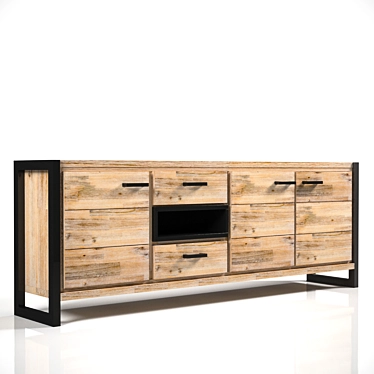 Zara Natural Wood Buffet - 3 Doors, 2 Drawers 3D model image 1 