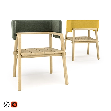 Modern Armchair in Yellow and Green 3D model image 1 