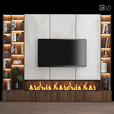 Modular TV Wall Unit - Easy Size Editing - V-Ray and Corona Render Compatible 3D model image 1 