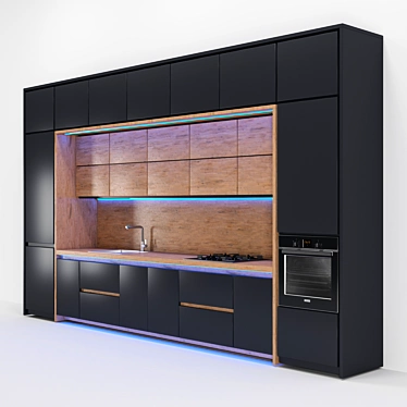 Custom Kitchen Furniture with Built-in Appliances 3D model image 1 