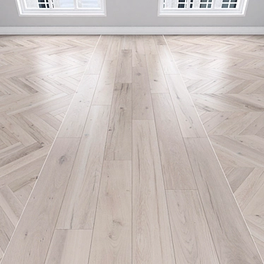 White Oak Parquet: Herringbone, Linear, Chevron 3D model image 1 