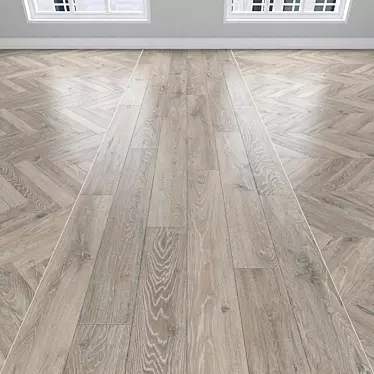 Oak Parquet: Herringbone, Linear & Chevron Flooring 3D model image 1 