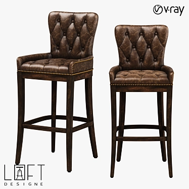 LoftDesigne 3863 Leather and Wood Bar Stool 3D model image 1 