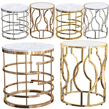 Brassica & Fara: Elegant Gold Side Tables 3D model image 1 