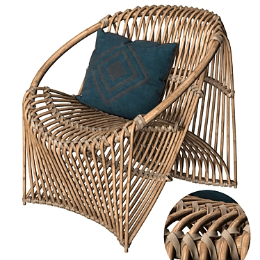 Sleek Rattan Lounge Chair 3D model image 1 