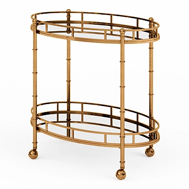 Elegant 2-Tier Mirrored Trolley 3D model image 1 