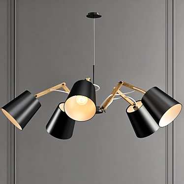 Woodland Pendant Light: Modern, Black, 5-Bulb 3D model image 1 