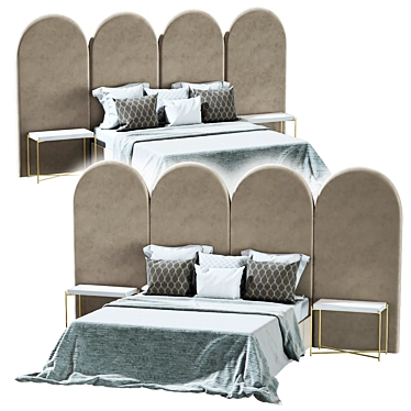 Elegant Alba Bed - Queen Size 3D model image 1 
