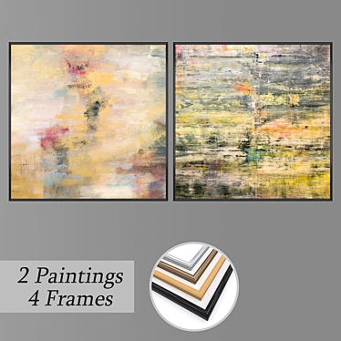 Modern Wall Art Set with Frame Options 3D model image 1 