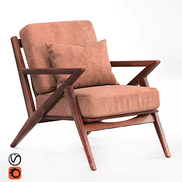 Wooden Fabric Armchair 3D model image 1 