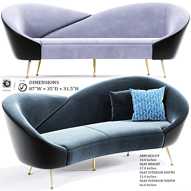 Wing Curved Sofa: Modern Elegance for Ultimate Comfort 3D model image 1 
