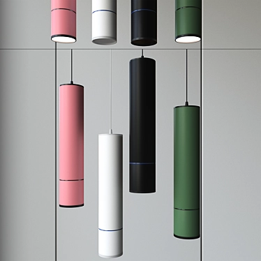 Aluminum Pendant Lamp: Green, Black, White, Pink 3D model image 1 