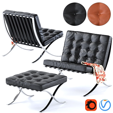 Sleek Barcelona Chair in 2015 Version 3D model image 1 