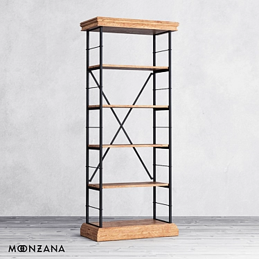 Title: Replica OM Rack - Moonzana's Elegant Oak Shelf 3D model image 1 