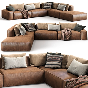 Jesse Leather Sofa Daniel - Modern and Stylish 3D model image 1 