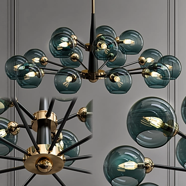 Elegant Blue Glass Chandelier 3D model image 1 