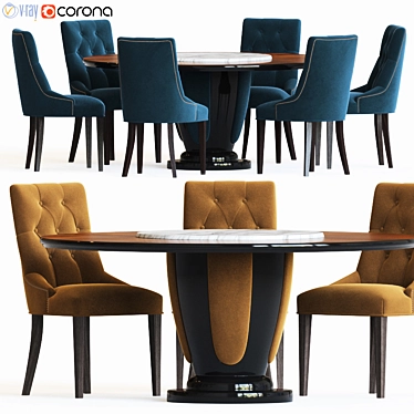 Kong Dining Table and Preston Chair Set 3D model image 1 