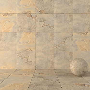 Autumn Stone Wall Tiles: Kayah Collection 3D model image 1 