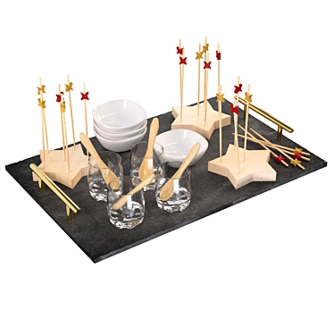 Elegant 34-Piece Aperitif Set 3D model image 1 