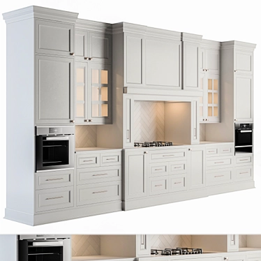 Elegant White Kitchen Set 3D model image 1 