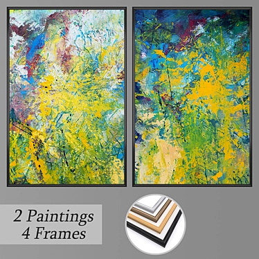 Elegant Wall Art Set with Frame Options 3D model image 1 