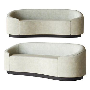 Dew Velvet Petite Curved Sofa 3D model image 1 