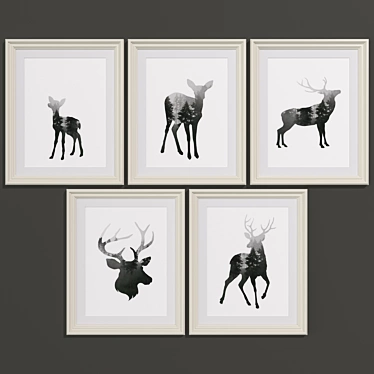 Modern Forest Stag Art Set 3D model image 1 