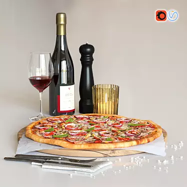 Delicious Pairing: Pizza & Wine 3D model image 1 