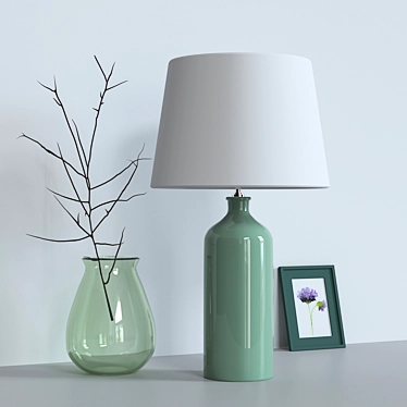 Elegant Home Accents: Lamp, Photo Frame, Glass Vase 3D model image 1 