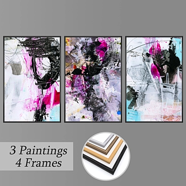 Stylish Wall Art Set with Frames 3D model image 1 