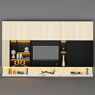 Modern TV Stand - Sleek Design, Spacious 66 3D model image 1 