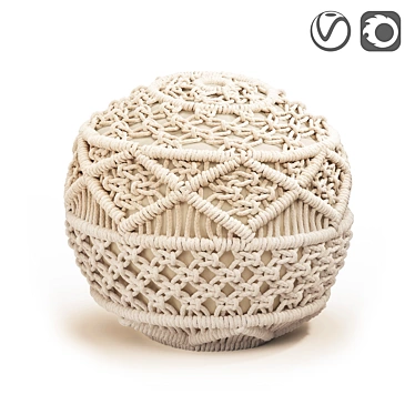 Elegant Macramé Pouf: Lambi 3D model image 1 