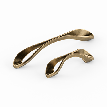 Vintage Brass Furniture Handles 3D model image 1 