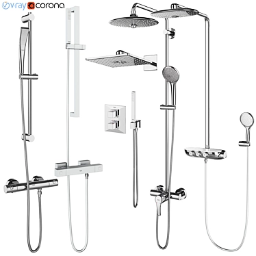 GROHE Rainshower SmartControl 5-Piece Shower Systems Set 3D model image 1 