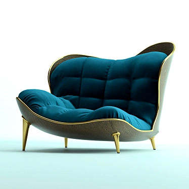 Art Deco Velvet Chaise Lounge 3D model image 1 