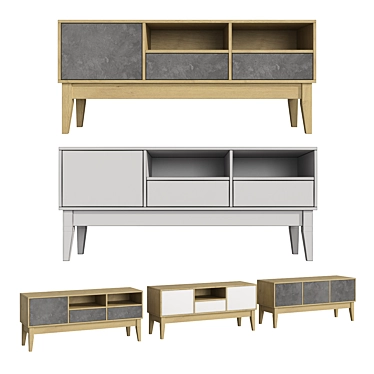 Griton Gray / White TV Stand Collection 3D model image 1 