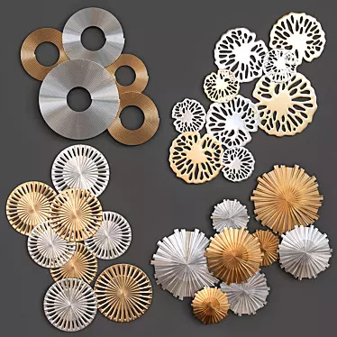 Geometric Metal Wall Decor Set 3D model image 1 