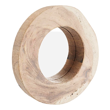 Teak Wood Round Mirror 3D model image 1 