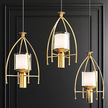 Elegant Glass Gold Pendant Lights 3D model image 1 