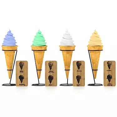 Delicious Japanese Waffle Cone Ice Cream 3D model image 1 